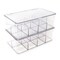 Divided Clear Plastic Organizer (10.75” x 6.5” x 3.7”) w/Hinged Lid, Stackable Storage Box for Tea Bags, Crafts, Office Supplies, Cosmetics, Jewelry, BPA-Free, Food Safe Pantry Container